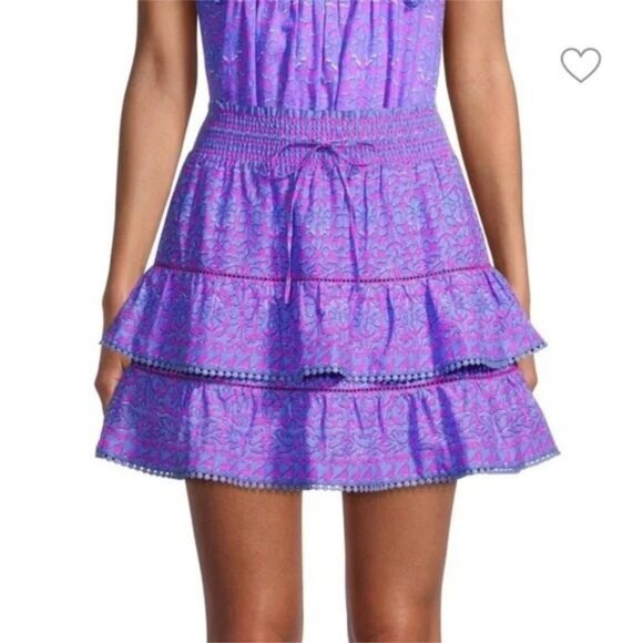 Vineyard Vines Womans Anegada Print Ruffled Miniskirt in Bayside Blue SZ L - Picture 1 of 12